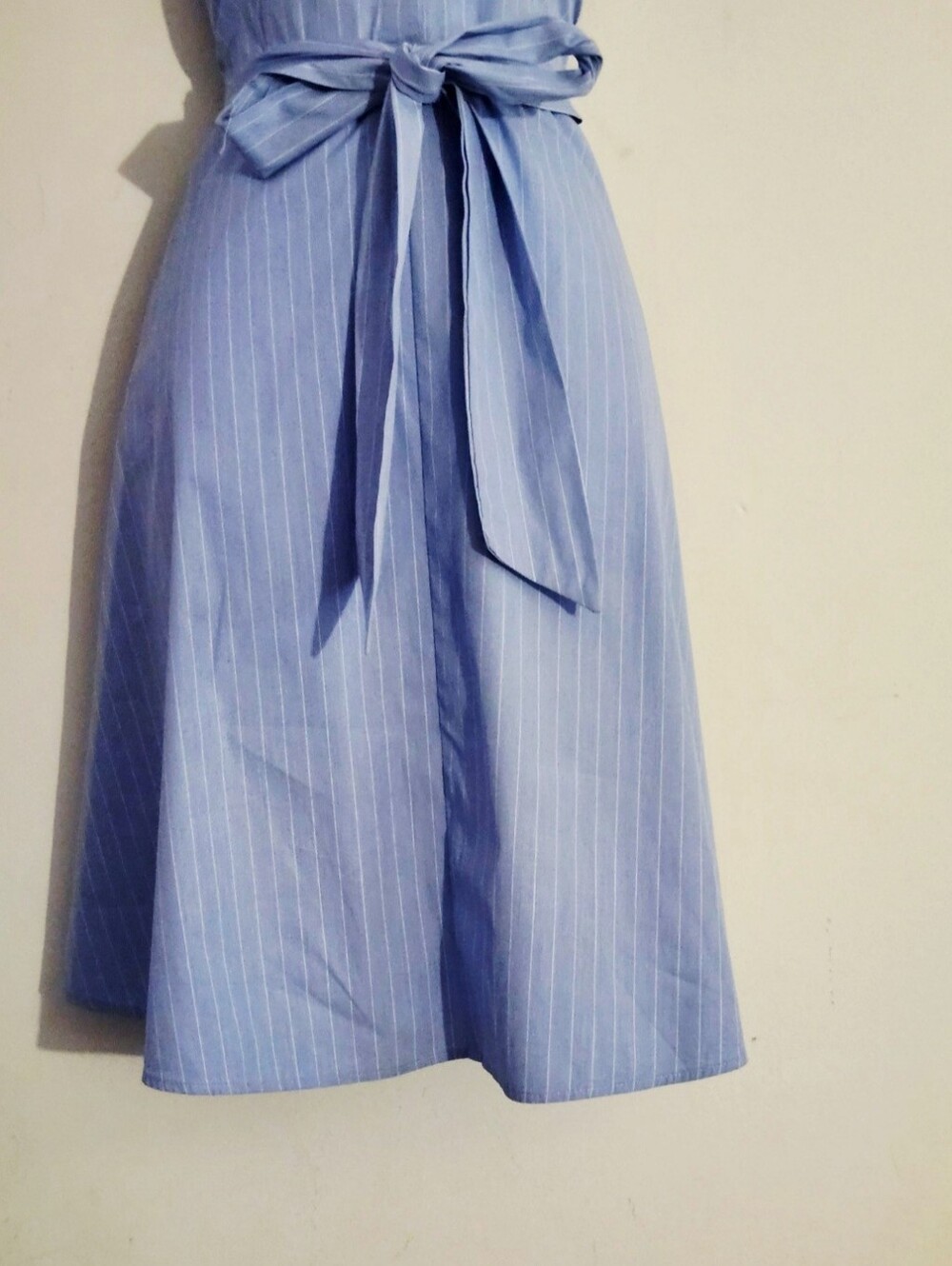 Ann Taylor Factory Sleeveless Pinstripe Midi Shirtdress with Belt Size: 8 Color: - Picture 6 of 16